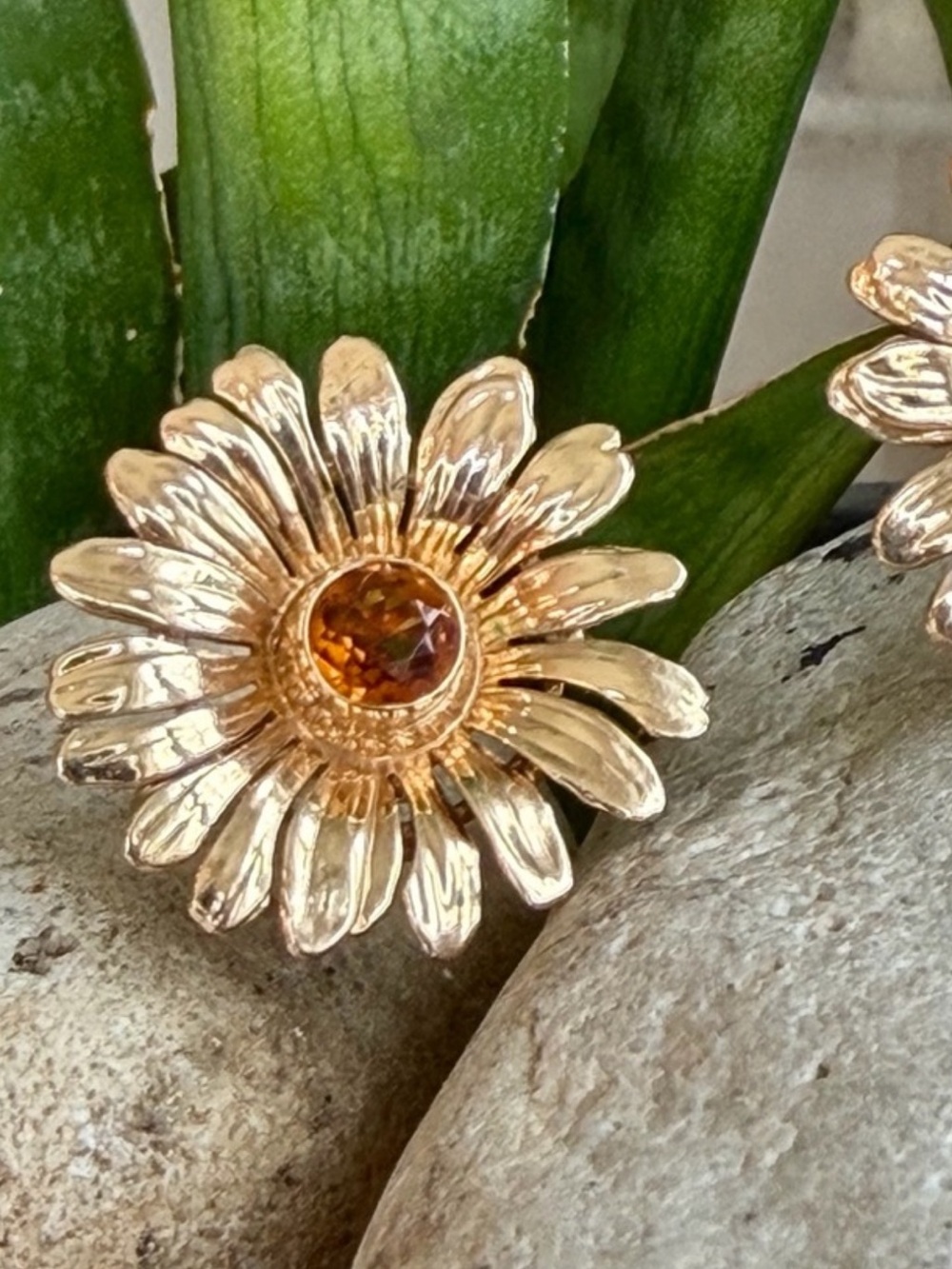 14 karat gold and citrine sunflower earrings